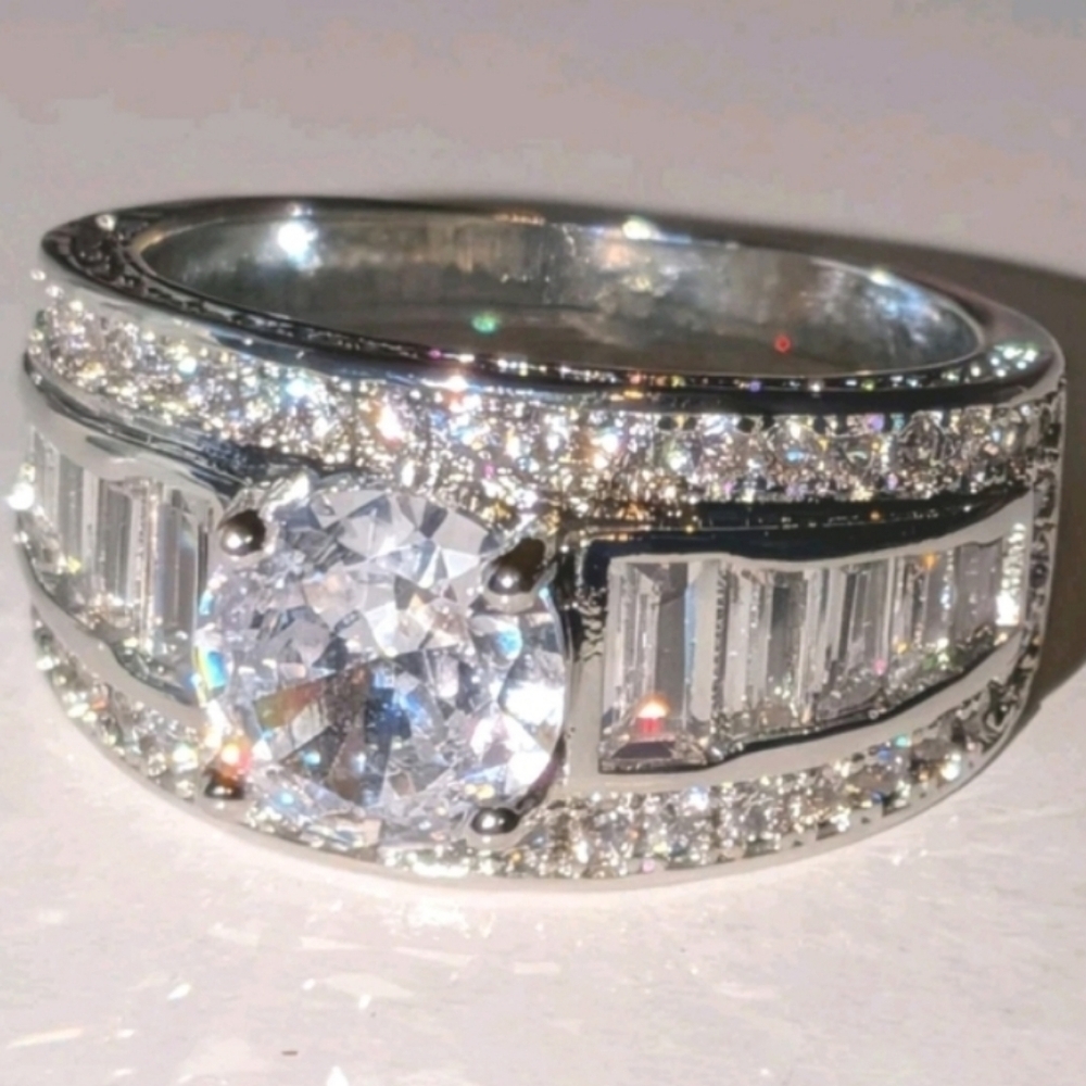 Classic Mens Dazzling 3ct Round Cut Lab Created diamond Engagement ring